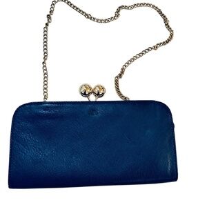 Mark and Graham leather clutch bag blue